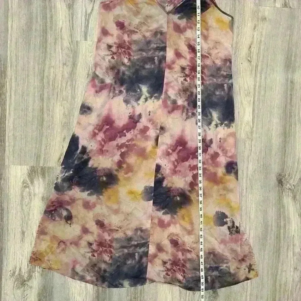 Linea Donatella Women’s Tie Dye Satin Full Length Maxi V Neck Slip Dress Size M - Picture 6 of 6